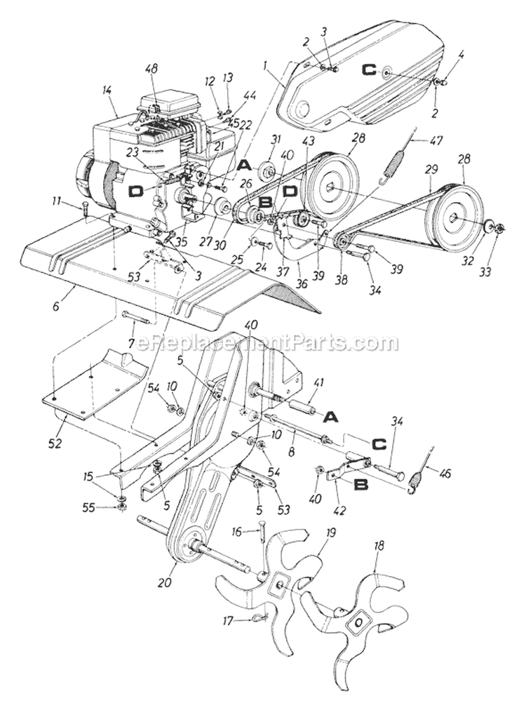 Page A Diagram and Parts List for 213-390-401 1993 Yard Man Tiller